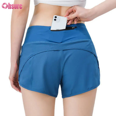 Mode Hoogkwaliteit Vrouwen Active Wear Shorts Athletic Wear Vrouwen Running Shorts Nylon Spandex Gym Sweat Shorts Met zakken