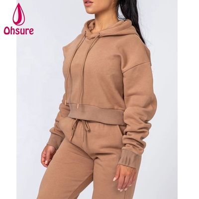 Fitnesskleding Dames Trui Tops Biologisch Katoen Fleece Sport Hoodies Puff logo Dames Workout Fitness Hoodies