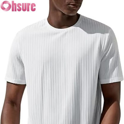 Heren T-shirt met korte mouwen, basic, casual, ronde hals, geribde top