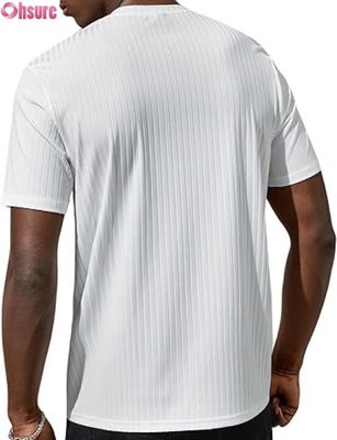 Heren T-shirt met korte mouwen, basic, casual, ronde hals, geribde top
