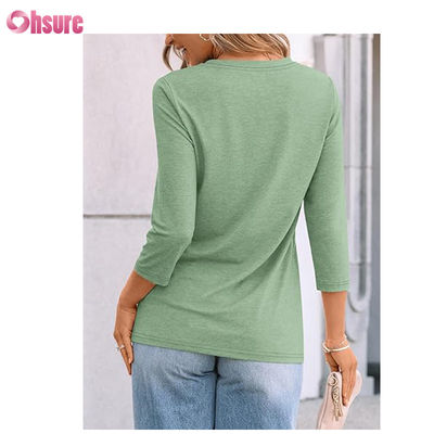 Drie kwartmouw fitness T-shirt katoenen tops Casual T-shirts O-Neck Vrouwen T-shirt Werksport T-shirt