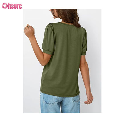 Dames Tops T-shirts met Korte Mouwen Blouses Chic Casual Zakelijk Geplooid Zomer Mode 2025 Basic Comfortabele Kleding