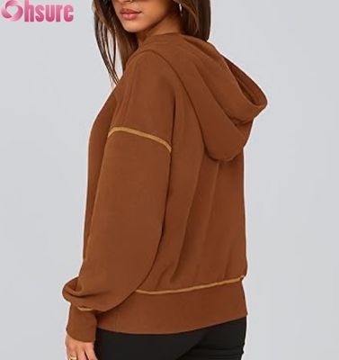 Vrouwen half zip pullover hoodie oversized fleece sweatshirt aangepast logo