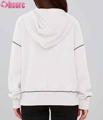 Vrouwen half zip pullover hoodie oversized fleece sweatshirt aangepast logo