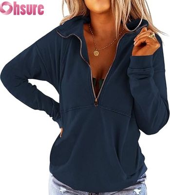 Dames Halve Ritssluiting Sweatshirt Casual Trui Fleece Hoodie OEM ODM Fabrikant
