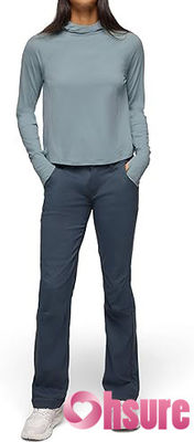 Milieuvriendelijke yoga hoodies voor dames, kraag, lange mouwen, sweatshirt, gebreide fitness sporttops met logo op de voorkant