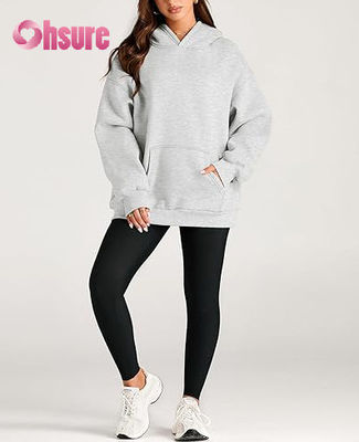 Aangepaste oversized sporttrui met capuchon voor dames, casual wintersweater in grote maten voor hardlopen, sportkleding