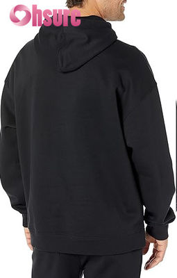 Hoge kwaliteit katoenen pullover hoodie voor heren, op maat gemaakt, oversized trainingskleding, essentieel jersey stof, effen patroon, capuchon met kraag