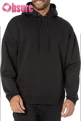 Hoge kwaliteit katoenen pullover hoodie voor heren, op maat gemaakt, oversized trainingskleding, essentieel jersey stof, effen patroon, capuchon met kraag