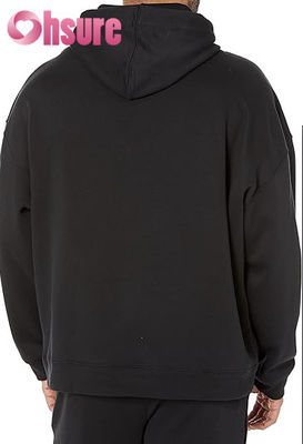 Hoge kwaliteit katoenen pullover hoodie voor heren, op maat gemaakt, oversized trainingskleding, essentieel jersey stof, effen patroon, capuchon met kraag