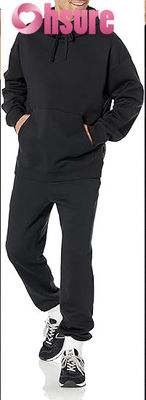 Hoge kwaliteit katoenen pullover hoodie voor heren, op maat gemaakt, oversized trainingskleding, essentieel jersey stof, effen patroon, capuchon met kraag