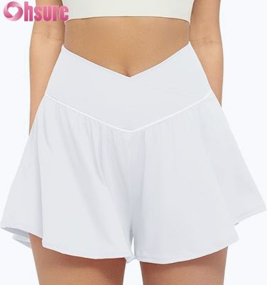 Vrouwen High Waist Athletic Skorts 2-in-1 Flowy Running Shorts Inner Liner Pockets Yoga Tennis Workout Activewear Warm Shorts