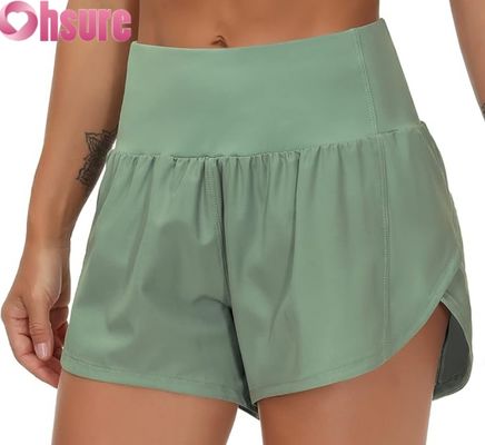 Vrouwen High Waist Gym Shorts Snelle droog ademend Warm Shorts voor Yoga hardlopen Fitness-OEM Sportswear