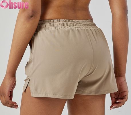 Vrouwen korte sportbroeken met hoge taille snel drogen ademend modieus hardlopen en sporten korte broeken met zakken