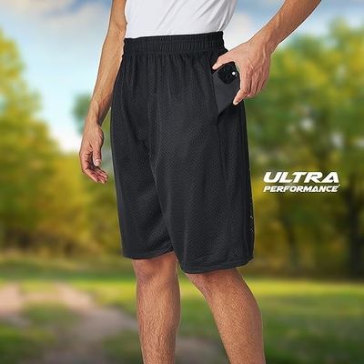 Ultra Performance Heren Atletische Mesh Shorts Heren Basketbal Shorts Gym Workout & Sport Shorts met Zakken voor Heren