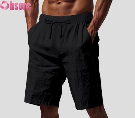 Mensen Lichte Linnen Casual Shorts Zomer Ademhalende Strandsport Loose Fit Middenlengte Elastische taille Comfortabel