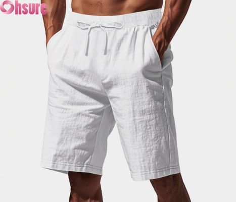 Mensen Lichte Linnen Casual Shorts Zomer Ademhalende Strandsport Loose Fit Middenlengte Elastische taille Comfortabel