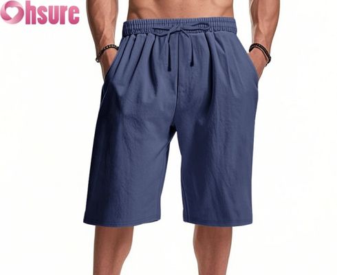 Mensen Lichte Linnen Casual Shorts Zomer Ademhalende Strandsport Loose Fit Middenlengte Elastische taille Comfortabel