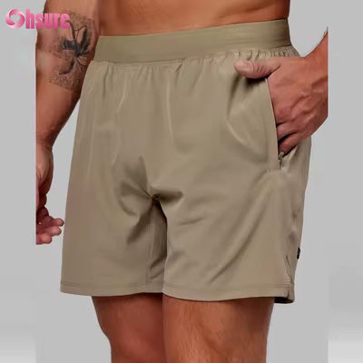 Op maat gemaakte hoogwaardige nylon spandex split zoom 5 in 2 in 1 atletische workout sport gym shorts voor heren