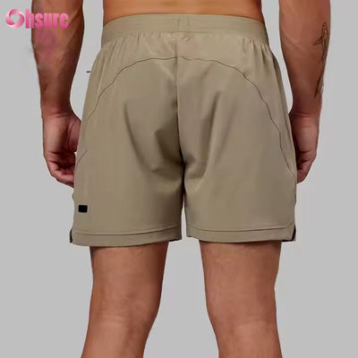 Op maat gemaakte hoogwaardige nylon spandex split zoom 5 in 2 in 1 atletische workout sport gym shorts voor heren