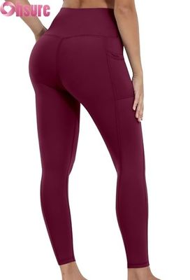 Vrouwelijke hoge middenbekkens, maagcontrole, yoga leggings met elastische bekleding van de taille en zakken