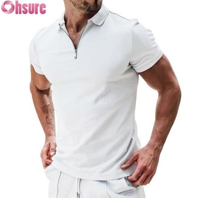 Heren Zomer Casual Korte Mouw voor Polo T-shirt Katoen Wafelbreisel Duurzaam en Blanco Design