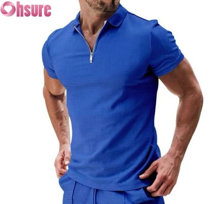 Heren Zomer Casual Korte Mouw voor Polo T-shirt Katoen Wafelbreisel Duurzaam en Blanco Design