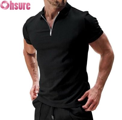 Heren Zomer Casual Korte Mouw voor Polo T-shirt Katoen Wafelbreisel Duurzaam en Blanco Design