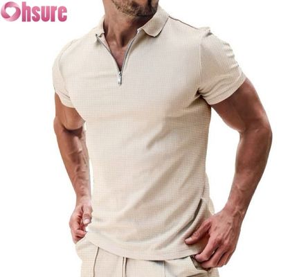Heren Zomer Casual Korte Mouw voor Polo T-shirt Katoen Wafelbreisel Duurzaam en Blanco Design