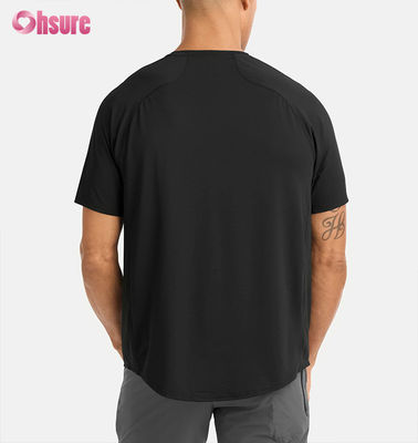 Custom Mensen Gym T-Shirt Snelle Droog Training Top Ademhalende Raglan Sleeve Lichtgewicht Polyester Spandex-300gsm Stof