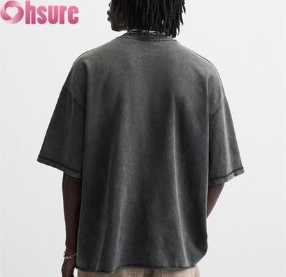 Custom Heavyweight T-Shirt voor mannen - Gewassen Katoen Vintage Streetwear, Oversized Drop Shoulder Design, Bulk Order Beschikbaar