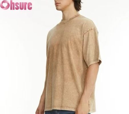 Custom Heavyweight T-Shirt voor mannen - Gewassen Katoen Vintage Streetwear, Oversized Drop Shoulder Design, Bulk Order Beschikbaar