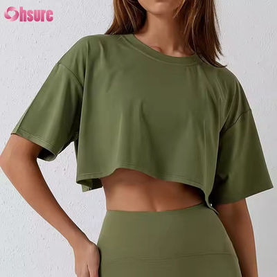 2025 Loose Quick Dry Running Workout Gym Top Fitness Training Yoga Kleding Sport T-shirts Crop Tops voor vrouwen