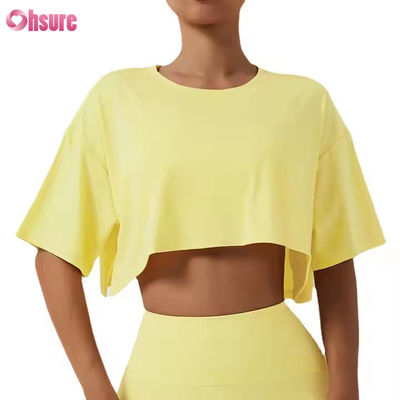 2025 Loose Quick Dry Running Workout Gym Top Fitness Training Yoga Kleding Sport T-shirts Crop Tops voor vrouwen