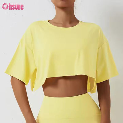 2025 Loose Quick Dry Running Workout Gym Top Fitness Training Yoga Kleding Sport T-shirts Crop Tops voor vrouwen