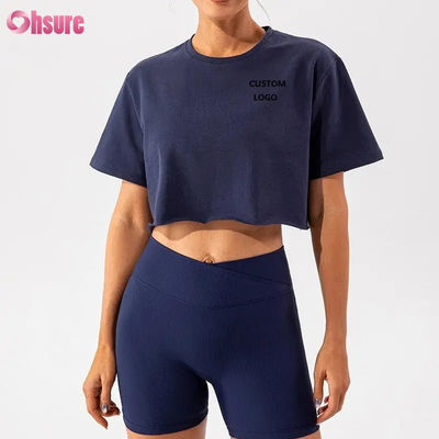 Custom Oversize Sport Crop Top Vrouwen T-Shirt Nieuwe aankomst Zachte Snelle Droge Lichtgewicht Vrouwen Dansen Hardlopen Korte mouw Top