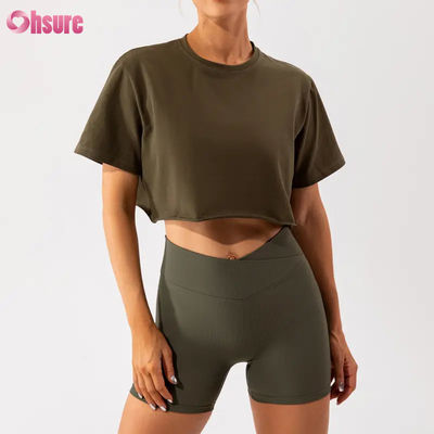 Custom Oversize Sport Crop Top Vrouwen T-Shirt Nieuwe aankomst Zachte Snelle Droge Lichtgewicht Vrouwen Dansen Hardlopen Korte mouw Top