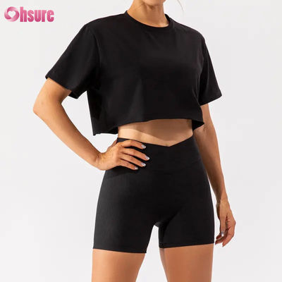 Custom Oversize Sport Crop Top Vrouwen T-Shirt Nieuwe aankomst Zachte Snelle Droge Lichtgewicht Vrouwen Dansen Hardlopen Korte mouw Top