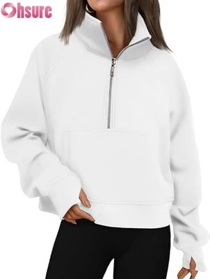 Op maat gemaakte dames fleece trui met halve rits en crop | Herfstmode trui met kwart rits 2025
