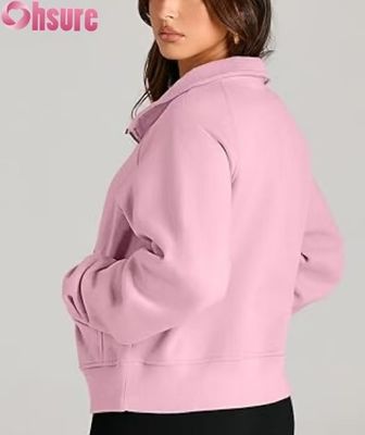 Op maat gemaakte dames fleece trui met halve rits en crop | Herfstmode trui met kwart rits 2025