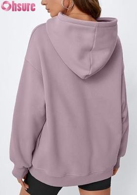 Vrouwen Oversized Fleece Hoodie Solid Color Pullover Sweatshirt met zak