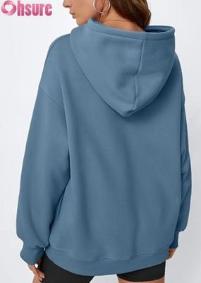Vrouwen Oversized Fleece Hoodie Solid Color Pullover Sweatshirt met zak
