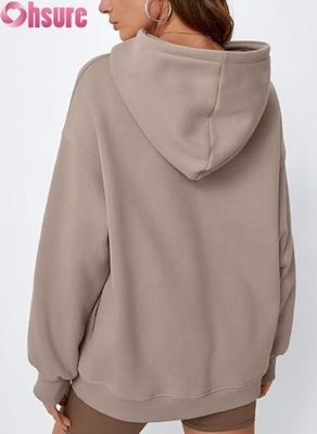 Vrouwen Oversized Fleece Hoodie Solid Color Pullover Sweatshirt met zak