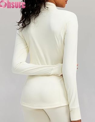 Op maat gemaakt dames sportjack met logo, ademende rits-hoodie, lichtgewicht activewear gym hardloopjack voor dames