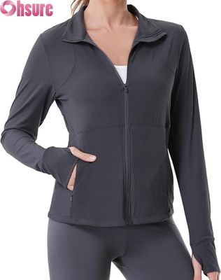 Hardloopjacks voor dames, workoutjack met volledige ritssluiting, atletisch sportjack voor in de sportschool met zakken met ritssluiting