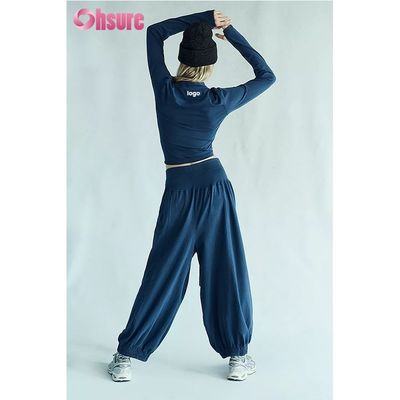 Dames Sport Lange Mouw Top Duimgat Strak Lichtgewicht Ademend Hardlopen Sportkleding Effen Kleur Crop Top Jogger Sets