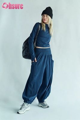 Dames Sport Lange Mouw Top Duimgat Strak Lichtgewicht Ademend Hardlopen Sportkleding Effen Kleur Crop Top Jogger Sets