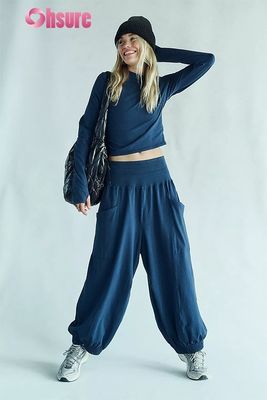Dames Sport Lange Mouw Top Duimgat Strak Lichtgewicht Ademend Hardlopen Sportkleding Effen Kleur Crop Top Jogger Sets