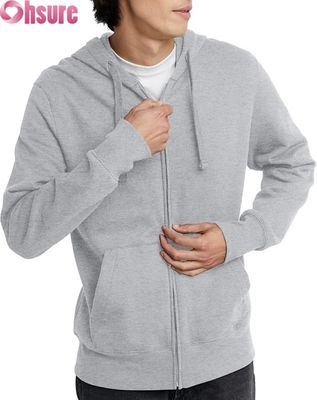 Hoge Kwaliteit Custom Logo Heren Hoodie Zweetbroek Trainingspak Set Grijs Effen Patroon Katoen Zakken Eenvoudige Effen Stijl