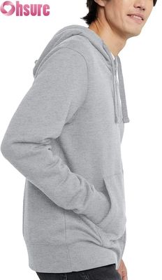 Hoge Kwaliteit Custom Logo Heren Hoodie Zweetbroek Trainingspak Set Grijs Effen Patroon Katoen Zakken Eenvoudige Effen Stijl